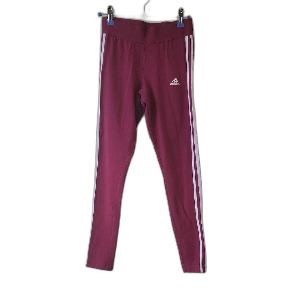 Adidas Maroon Leggings White Side Stripe Athletic Size S